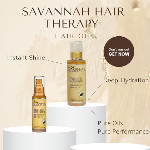 Savannah Hair Therapy Hair Oil with Shea Butter & Keratin – Restore, Revive, Nourish (3.38 fl oz)
