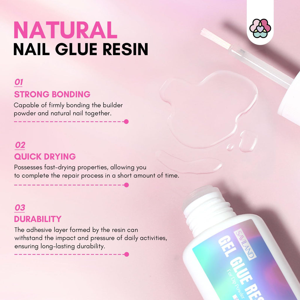SAVILAND Nail Repair Kit 60g – Quick 3-Min Air-Dry Nail Fix (Clear & Pink Dip Powder)