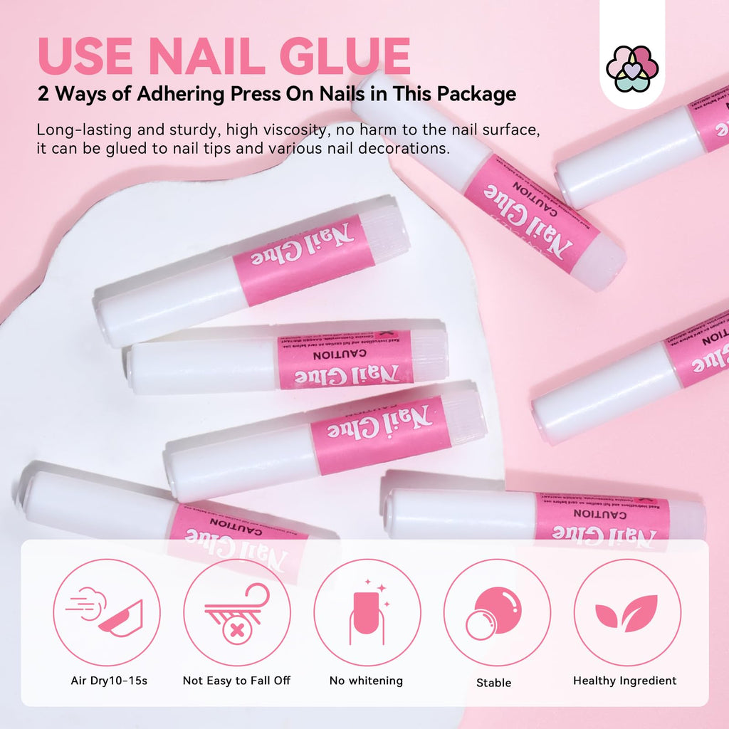 SAVILAND 20PCS Press On Nail Tool Kit — Nail Prep Kit with Glue, Tabs, Files, Sticks | Portable Salon Essentials