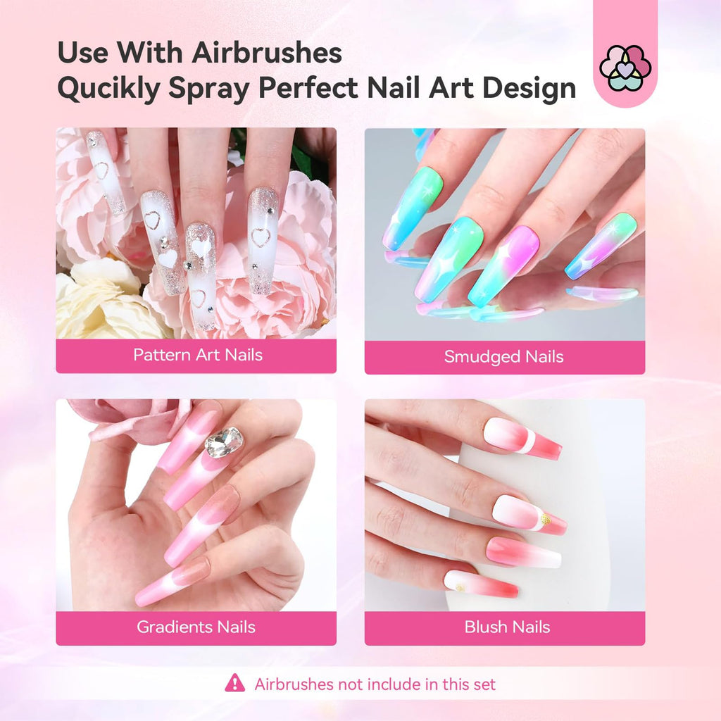 SAVILAND Airbrush Gel Nail Polish – 12 Hema-Free Colors for Nail Art, French & Ombre