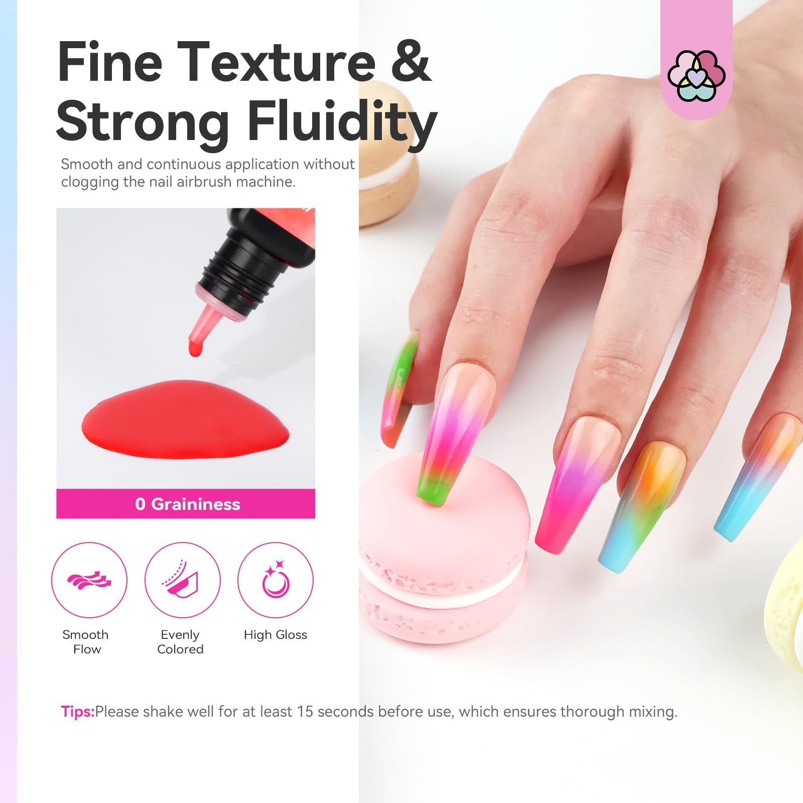 SAVILAND Airbrush Gel Nail Polish – 12 Hema-Free Colors for Nail Art, French & Ombre