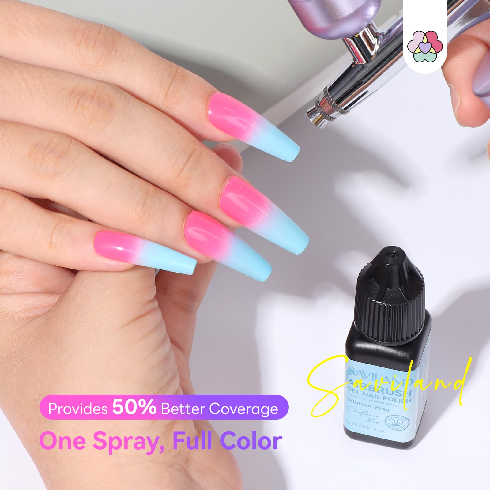 SAVILAND Airbrush Gel Nail Polish – Hema-Free, No-Dilution, 12-Piece 15ml Set