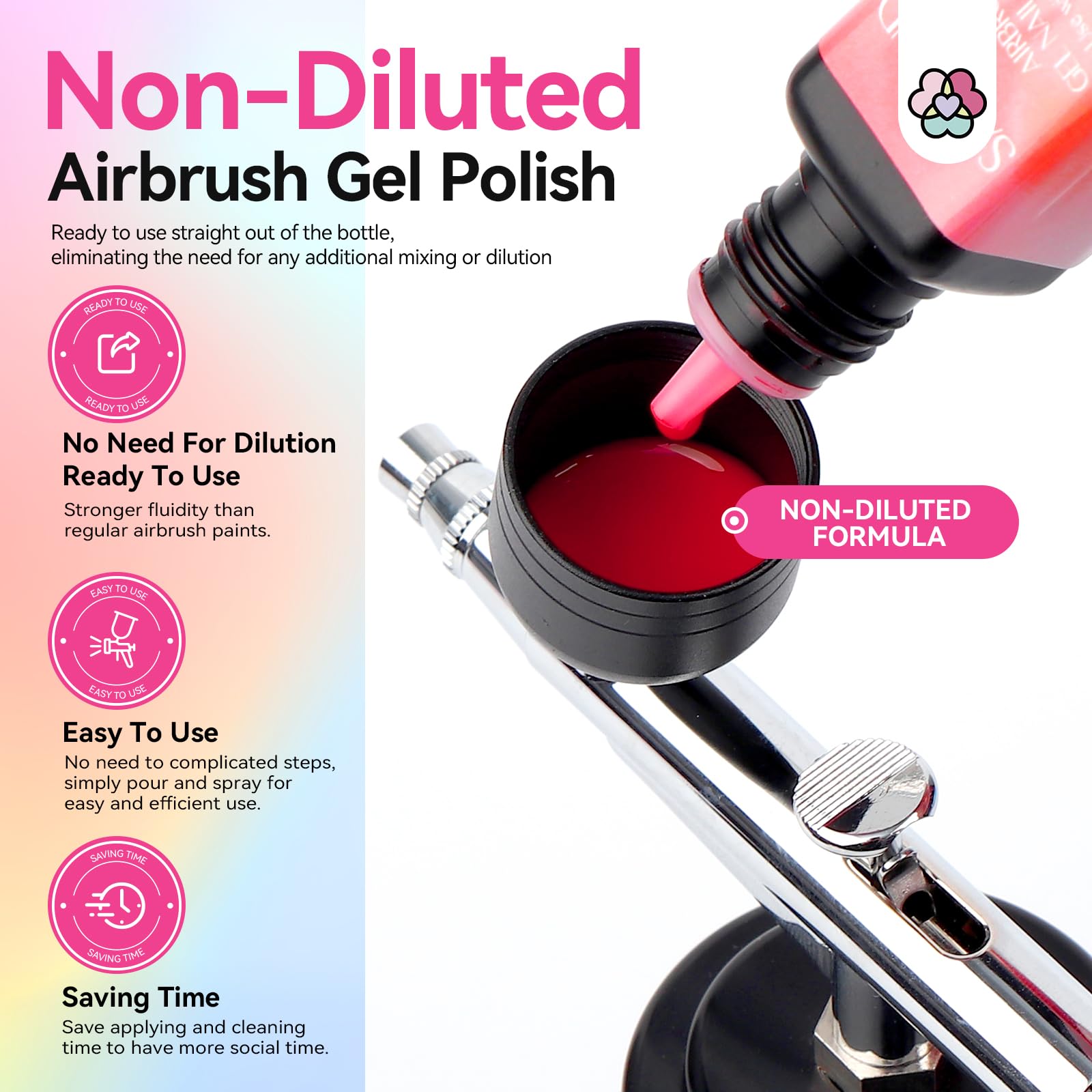 SAVILAND Airbrush Gel Nail Polish Hema-Free – 12 Fluorescent Shades, Non-Acetone, 30s Cure