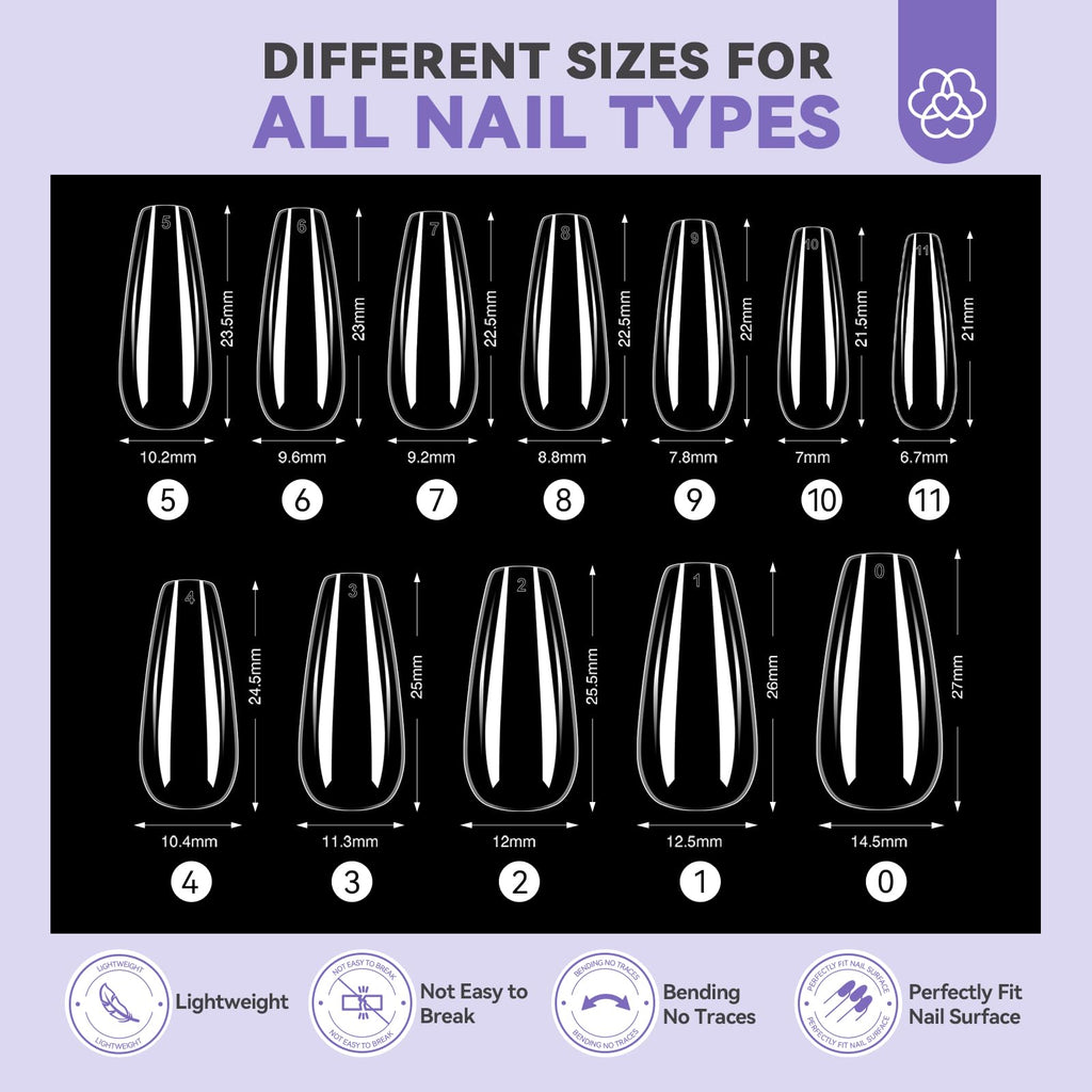 SAVILAND Gel Nail Kit with UV Light | At-Home Manicure Set with 500 Short Coffin Tips, 4-in-1 Glue, Drill & Mini Lamp