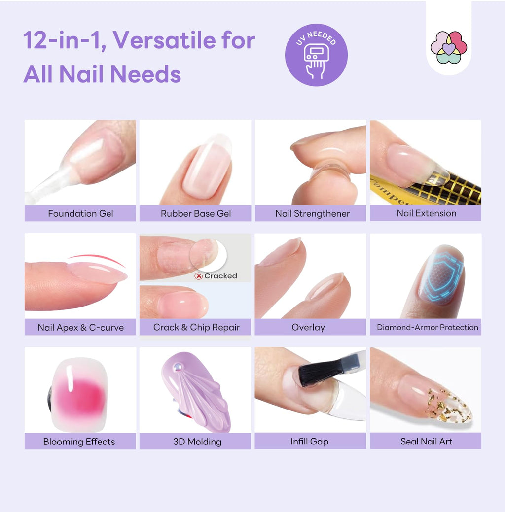 SAVILAND 12-in-1 Clear Builder Nail Gel – HEMA-Free Builder for Extensions & Sculpting