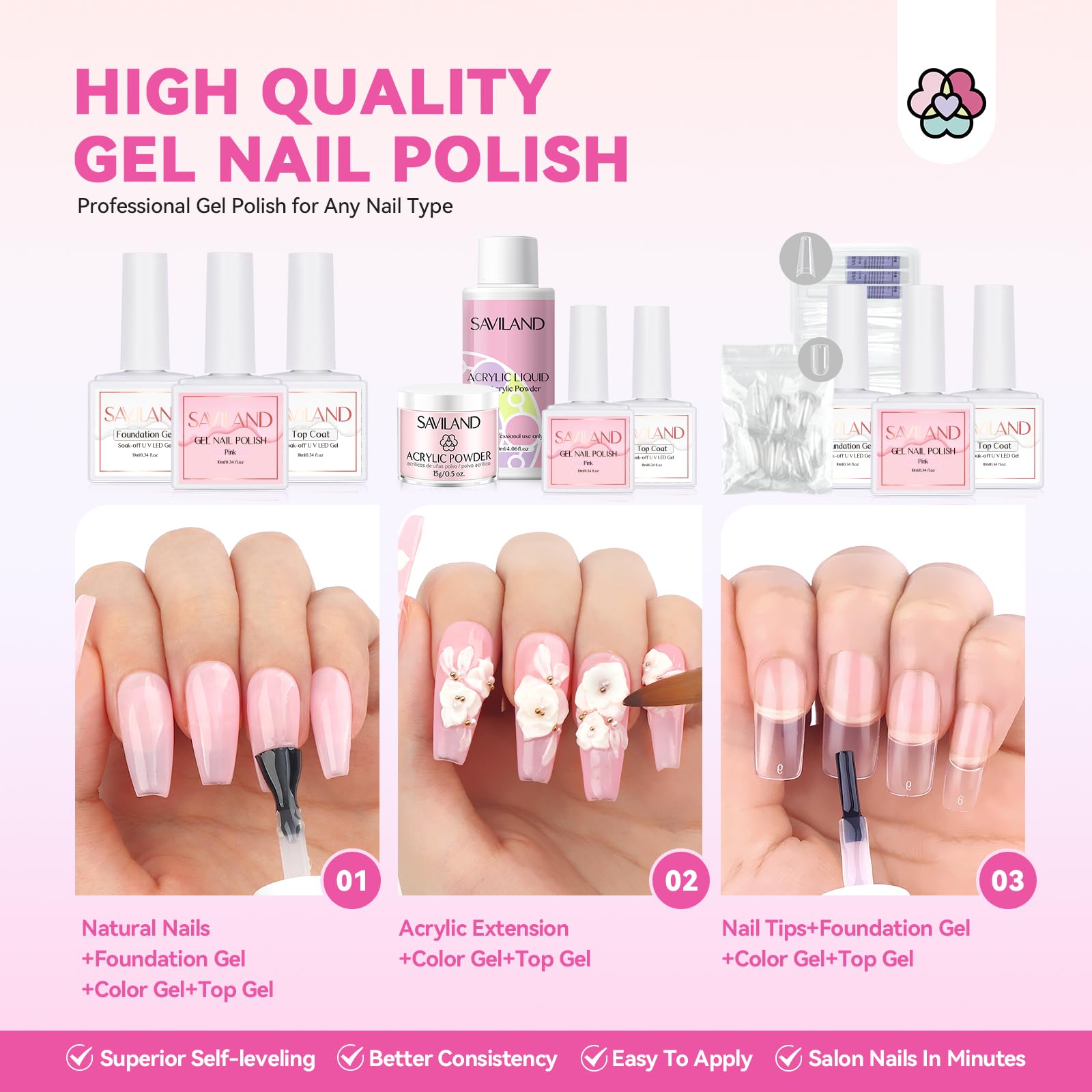 SAVILAND Acrylic Nail Kit with Everything | Beginner DIY Nails Set