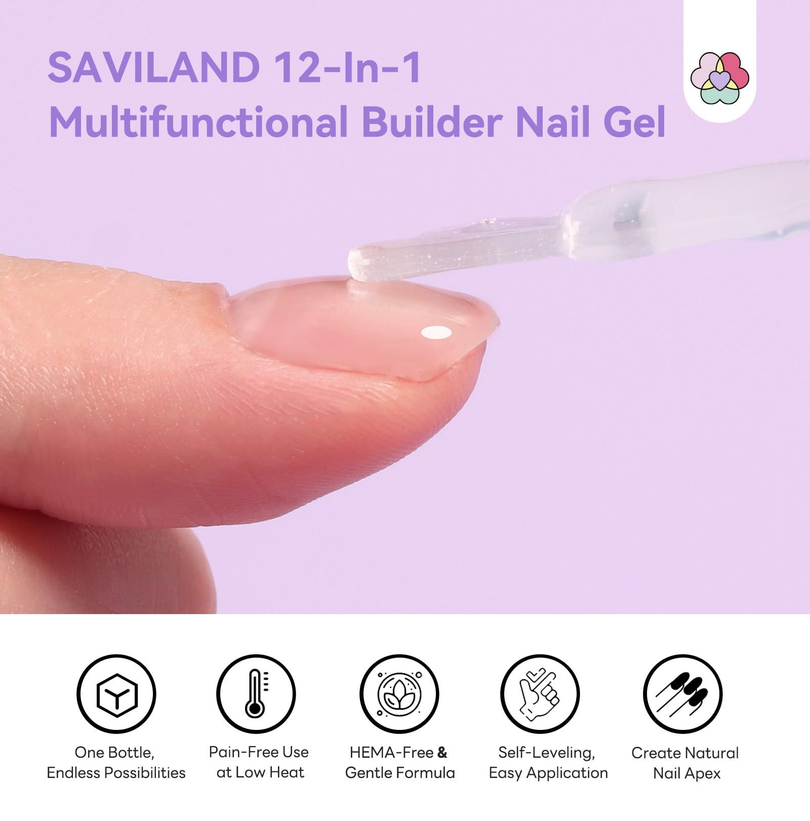 SAVILAND 12-in-1 Clear Builder Nail Gel – HEMA-Free Builder for Extensions & Sculpting