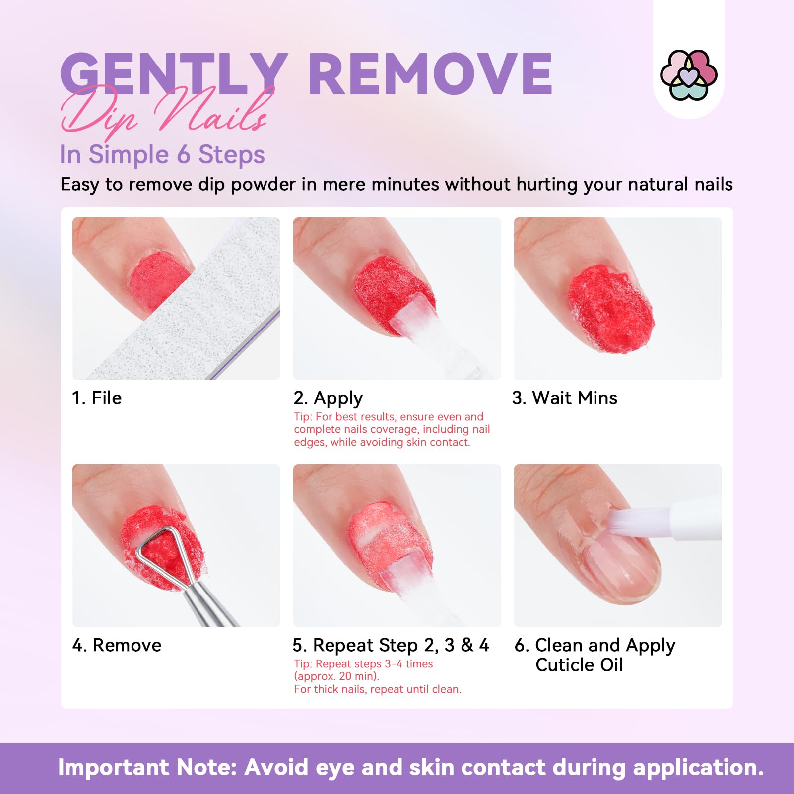 SAVILAND Dip Powder Remover 2 Pcs – Gentle At-Home Nail Removal Kit with Cuticle Oil Pen & Tools