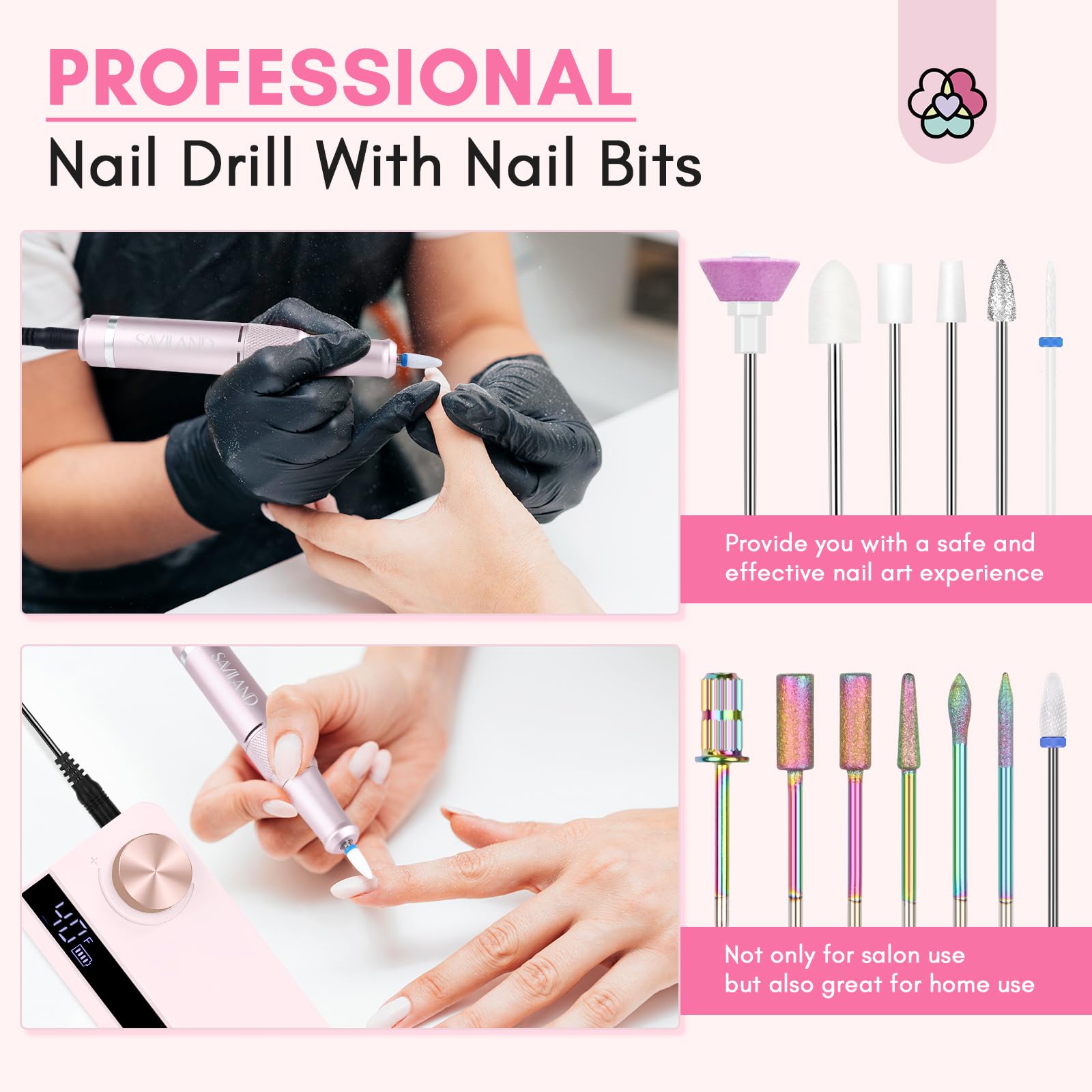 SAVILAND Professional Nail Drill – 40000 RPM Portable Electric Nail File for Salon & Home