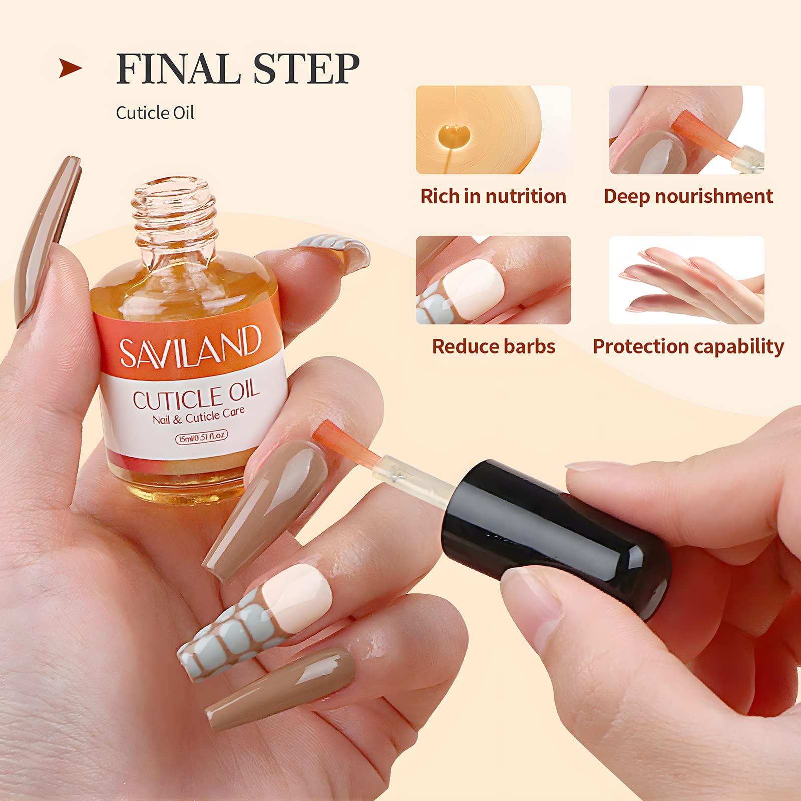 SAVILAND 15ML Nail Dehydrator & Primer with Cuticle Oil – 16 PCS Natural Acid-Free Nail Prep Kit for Gel & Acrylic Nails