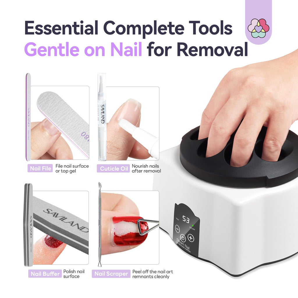 SAVILAND Nail Soaking Bowl – Gentle Steam Gel Polish Remover for Home Use