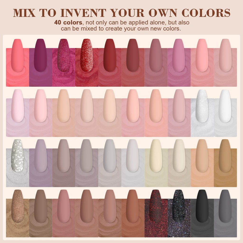 SAVILAND 49 PCS Dip Nails Starter Kit – 40 Colors, Air-Dry Formula, Base, Top Coat & Activator