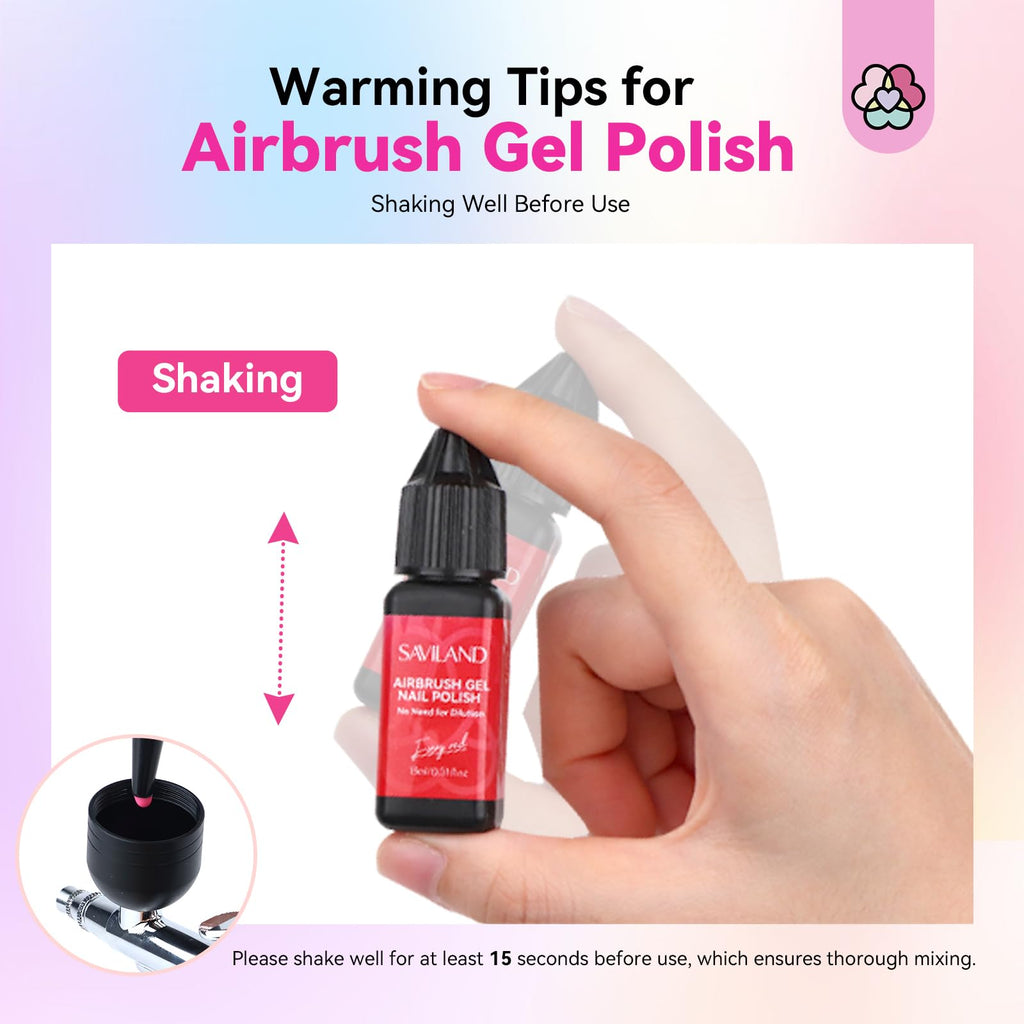 SAVILAND Airbrush Gel Nail Polish Set – Hema-Free, 30ml, No-Dilution, 12 Colors for Nail Art