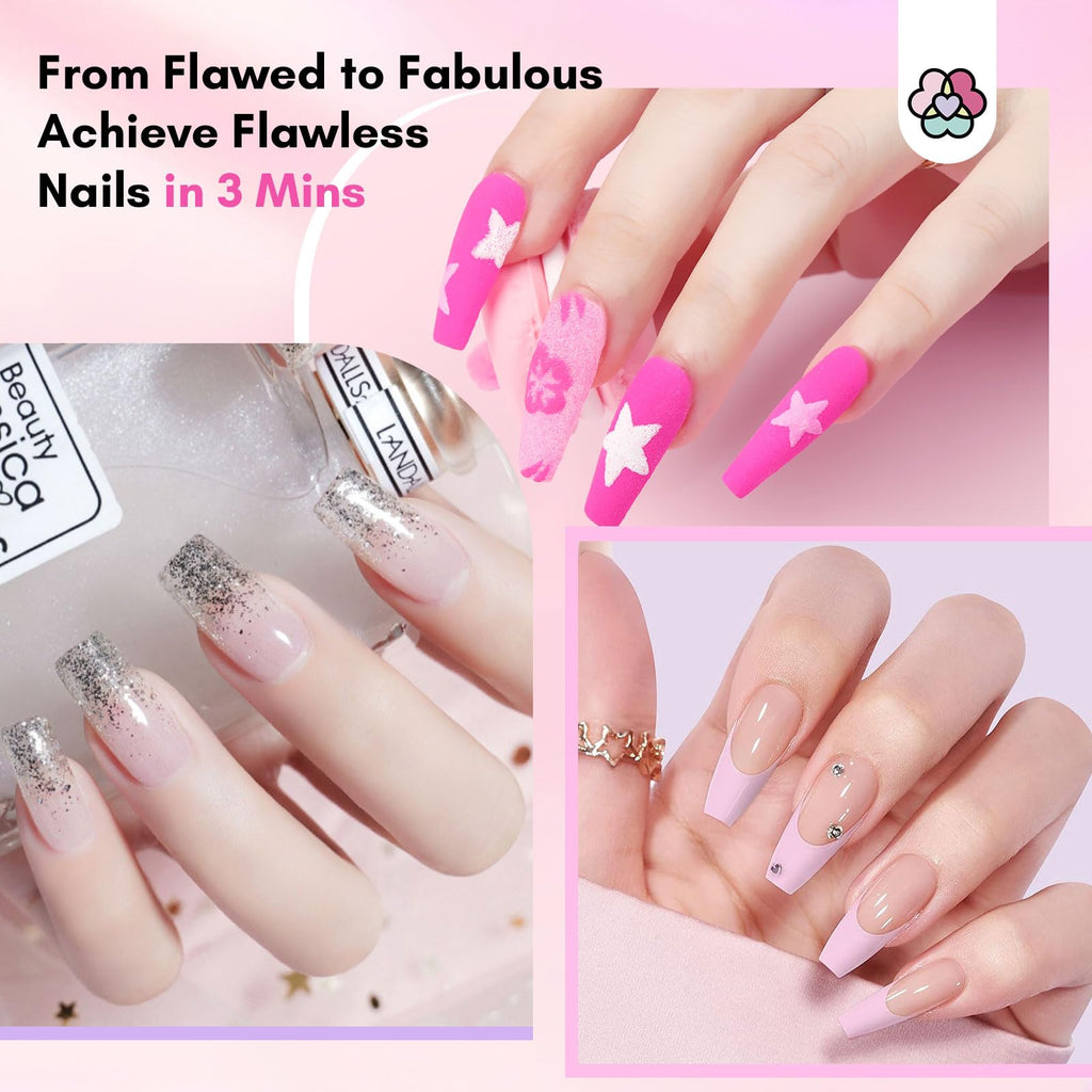 SAVILAND Nail Repair Kit 60g – Quick 3-Min Air-Dry Nail Fix (Clear & Pink Dip Powder)