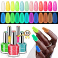 SAVILAND Glow-in-the-Dark Nail Polish Set: 14 Neon Shades with Base & Top Coats