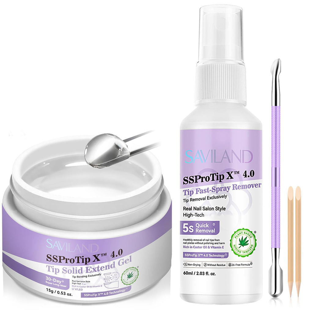 SAVILAND Nail Glue Gel & Remover Kit – Quick Press-On Bond & Removal (30 g)