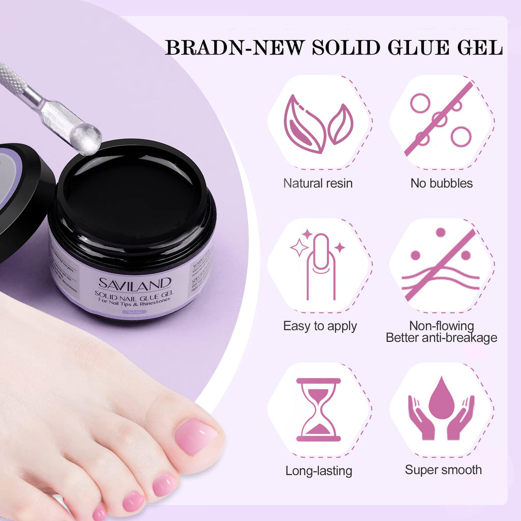 SAVILAND Toenail Tips & Solid Glue Gel Kit – 500 Clear Tips + UV Lamp