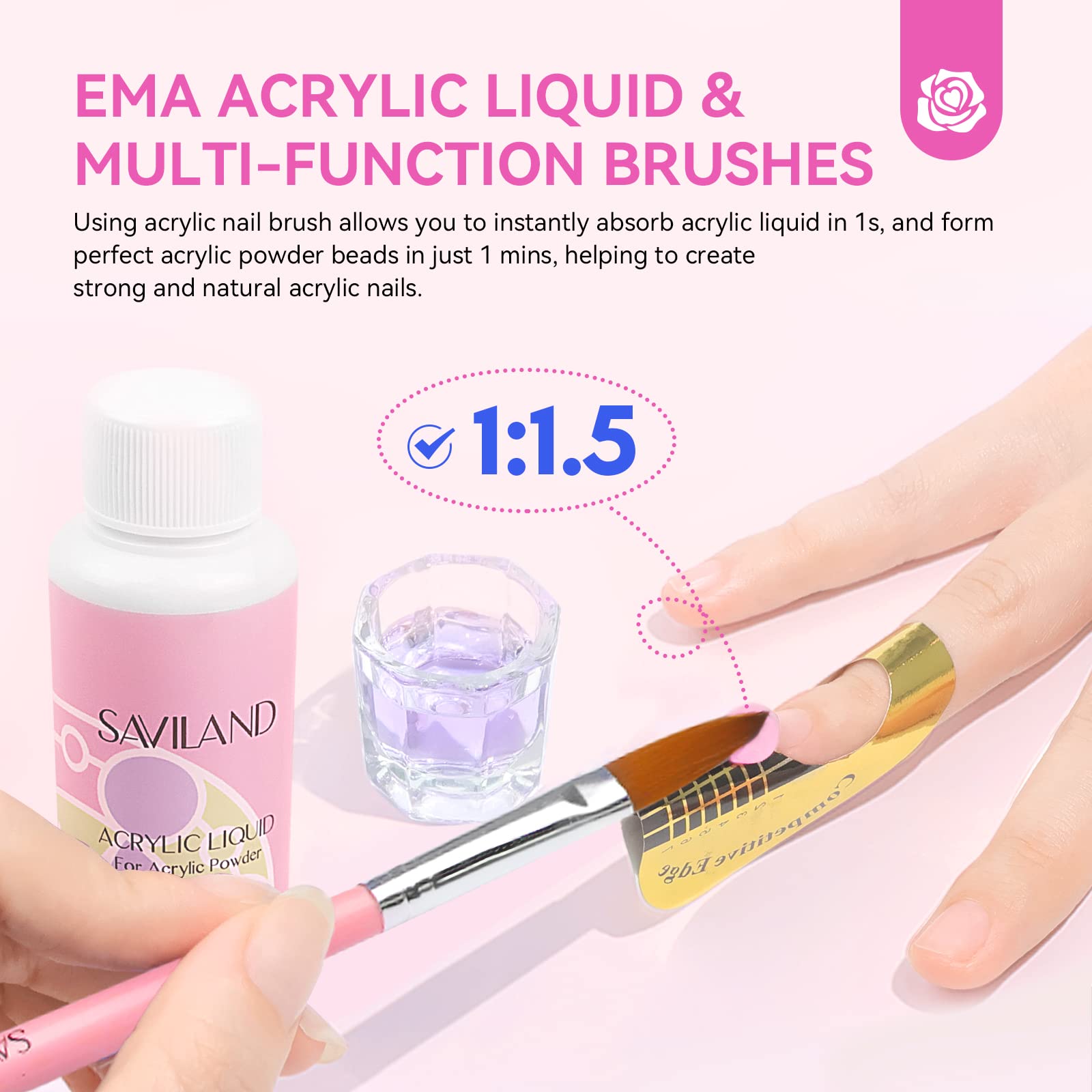 SAVILAND 1# Acrylic Nail Kit for Beginners — All-in-One Starter Set with Gel Polish, Drill & UV Light