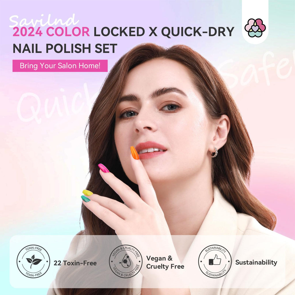 SAVILAND Nail Polish Set Air-Dry: 36 Colors, Base & Top Coat, Beginner Friendly
