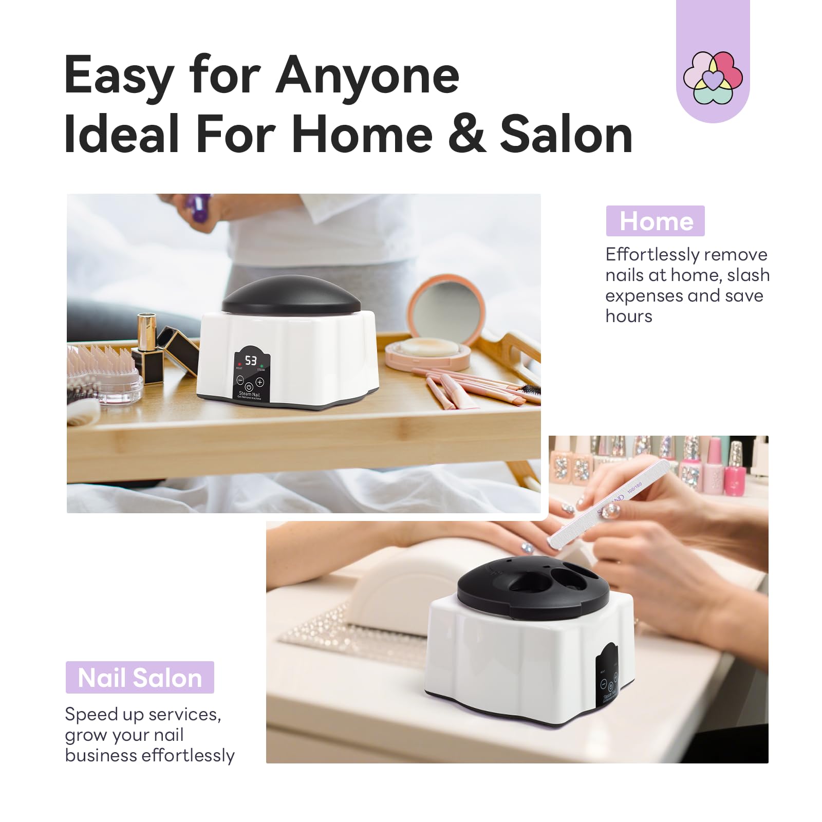 SAVILAND Nail Soaking Bowl – Gentle Steam Gel Polish Remover for Home Use