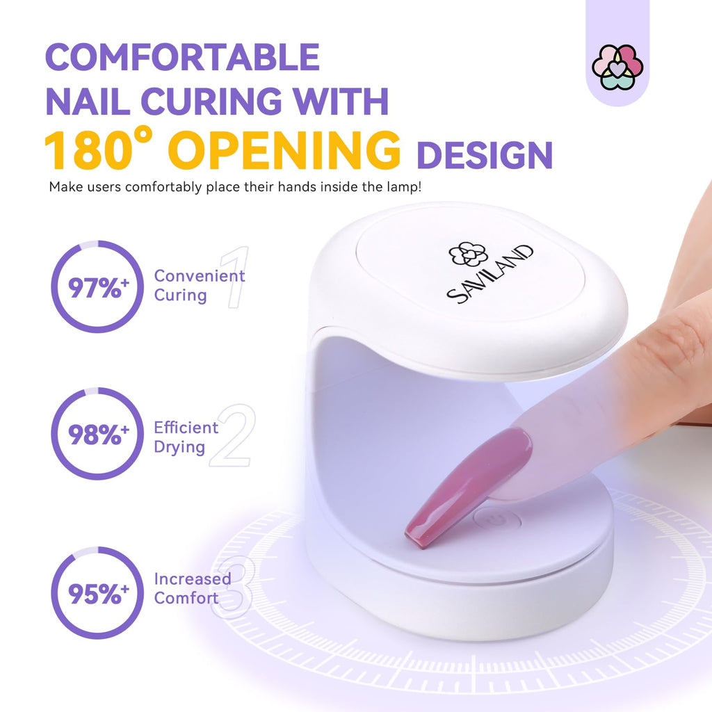 SAVILAND Gel Nail Kit for Beginners – All-in-One At-Home Nail Extension with 4-in-1 Glue Gel, 500 Tips, Mini Lamp