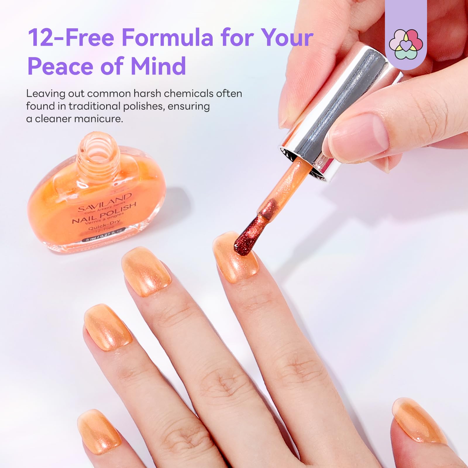 SAVILAND Nail Polish Set - 12-Free Quick Dry Glitter Colors + Mermaid Top Coat