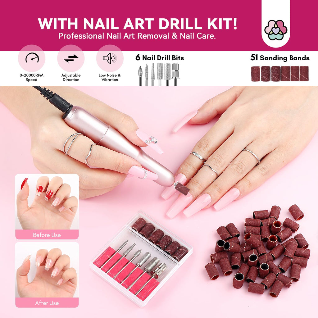 SAVILAND Builder Nail Gel Kit with Nail Drill — 6 Colors, 10 ml Gel, Mini UV Lamp