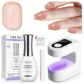 SAVILAND One-Step Gel Nail Polish Kit – Sheer Jelly Nude 5-in-1, Quick-Cure UV Lamp, Home DIY Manicure