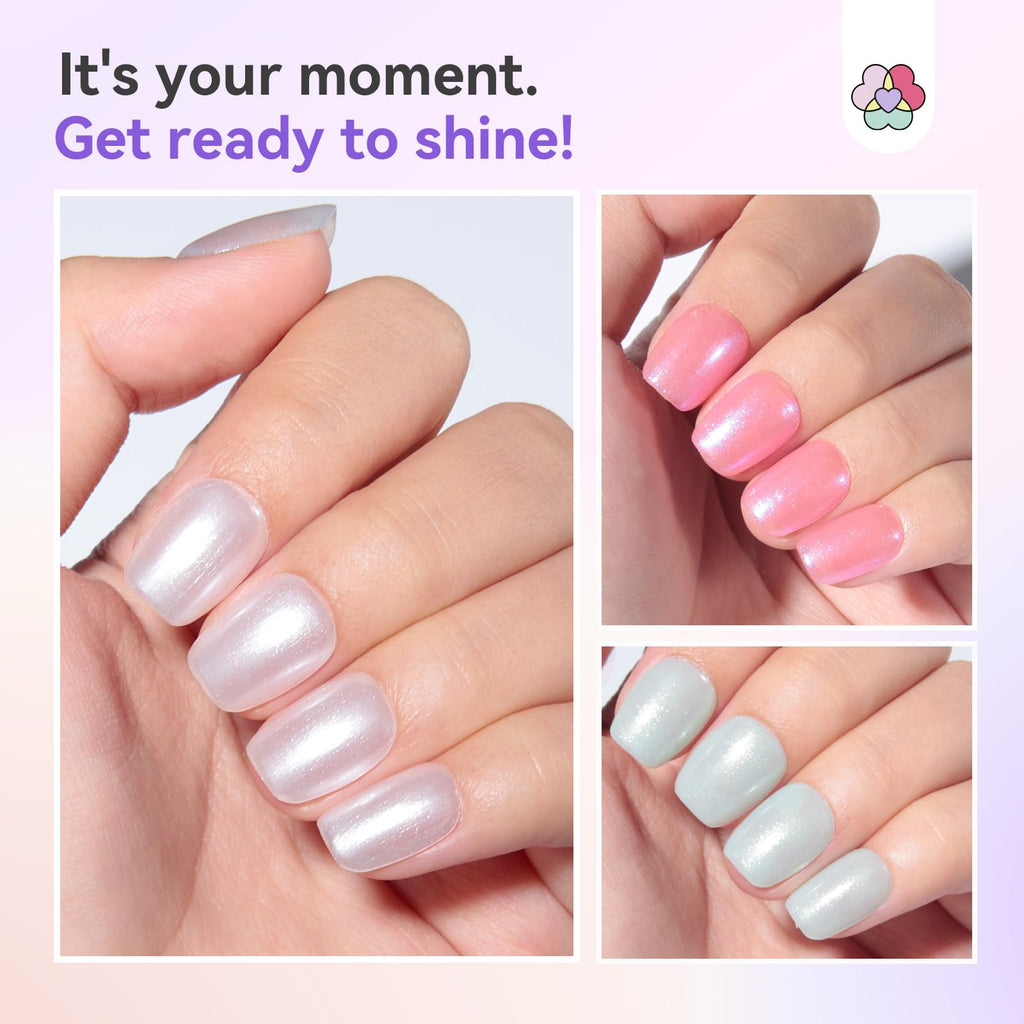 SAVILAND Pearlescent Nail Polish Set – 6-Color Quick-Dry Mermaid Nail Lacquer with Castor Oil (12-Free) – Aurora Collection