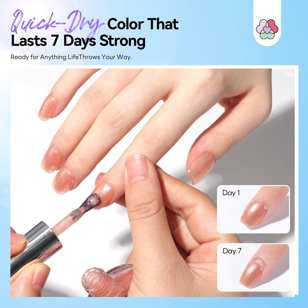 SAVILAND Pink Nude Nail Polish Set – 6 Quick-Dry Shimmer & Pearl Pink Lacquers (8ml)