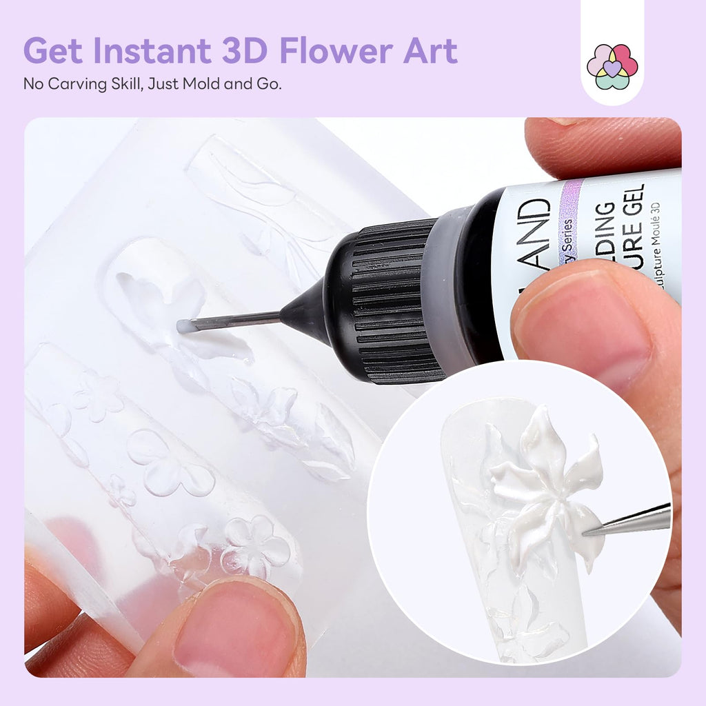 SAVILAND 3D Patting Gel Polish Kit: 9-Color Ombre & 3D Flower Mold