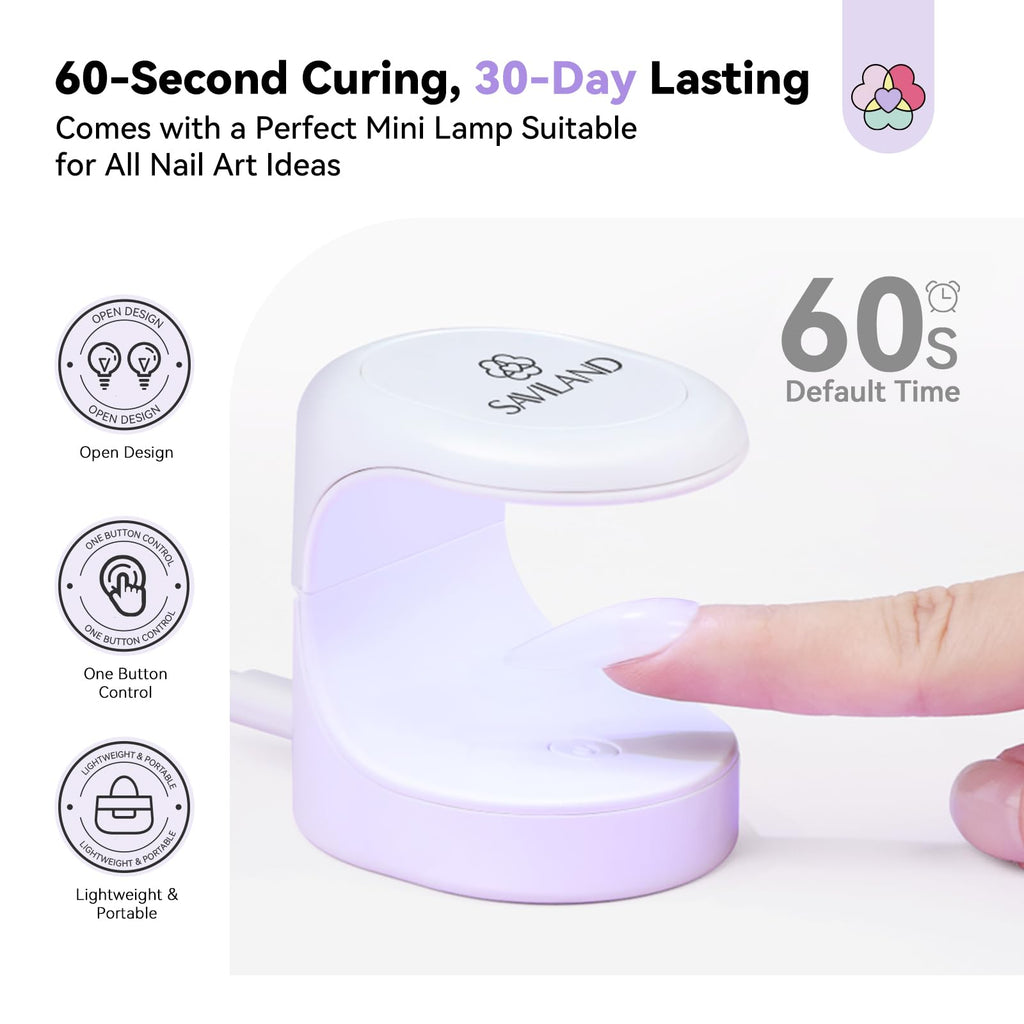 SAVILAND Pro Gel Nail Kit with Drill – Short Almond Tips, 12 Sizes, 500 PCS, Dual-Light Lamp
