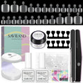 SAVILAND Toenail Tips & Solid Glue Gel Kit – 500 Clear Tips + UV Lamp