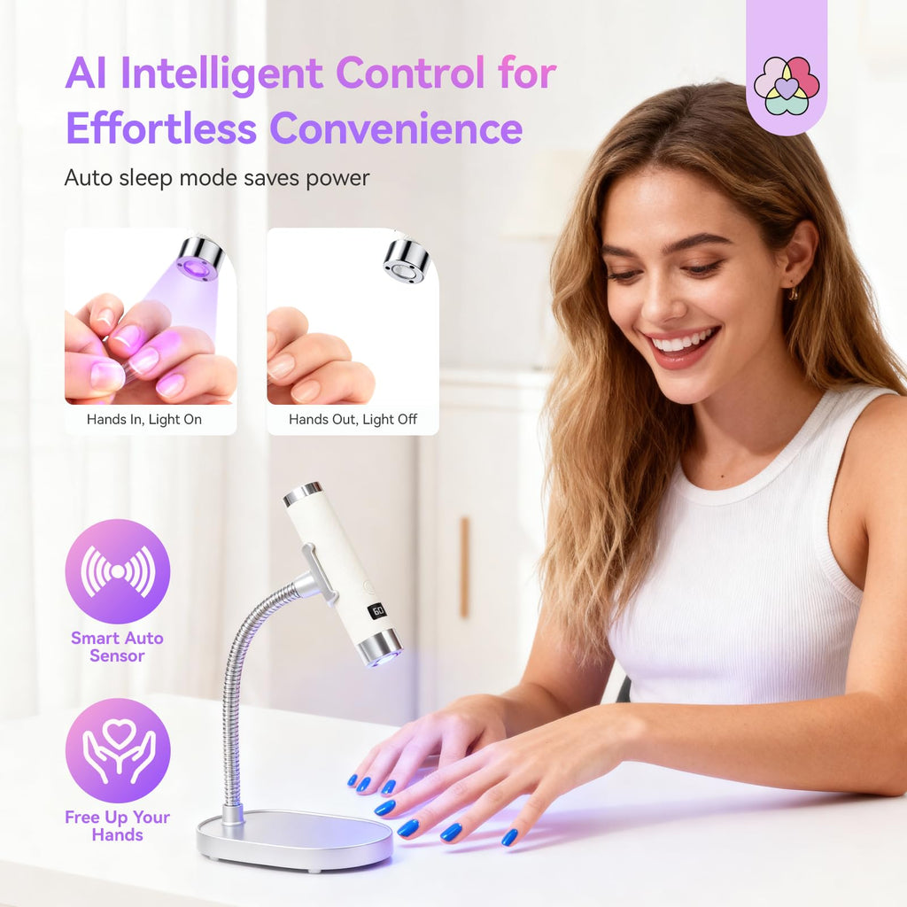 SAVILAND UV Light for Gel Nails – 10s Flash Cure, Sensor Auto-Start & 360° Coverage