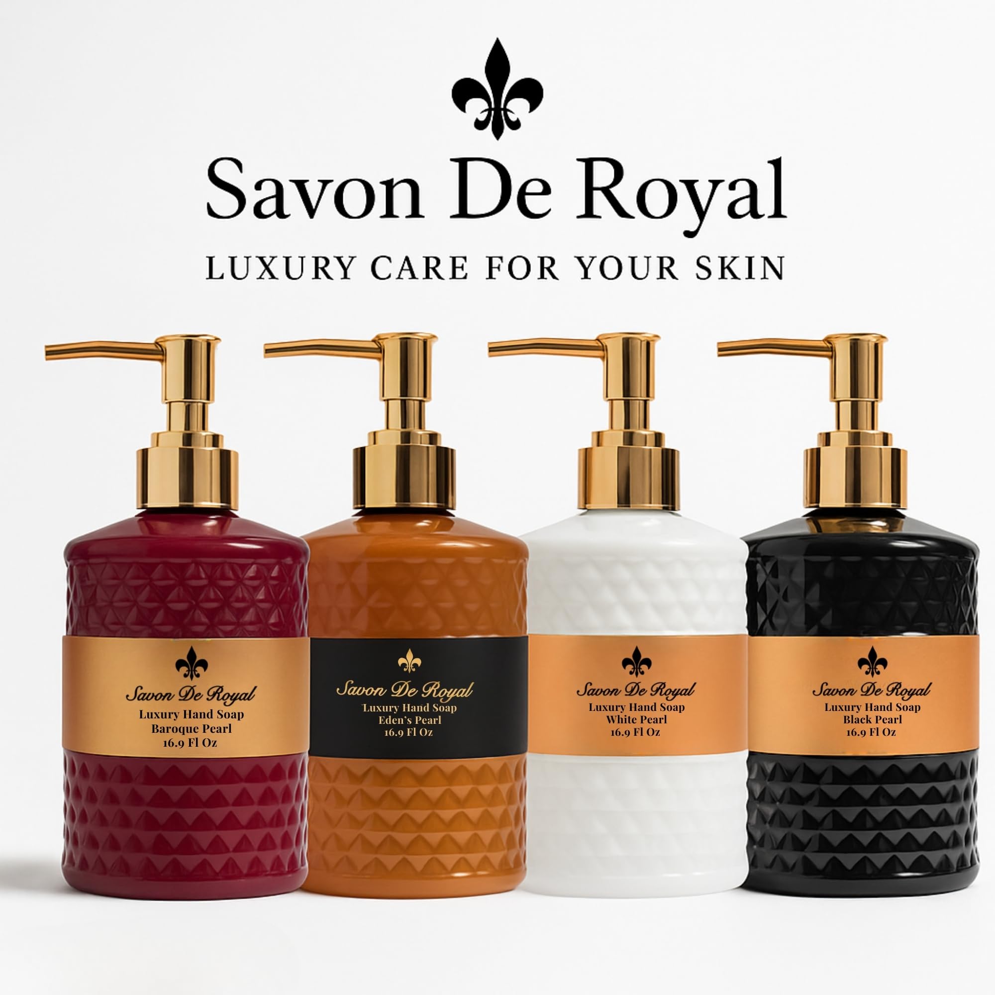 Savon De Royal Luxury 3-Pack Liquid Hand Soap – Jasmine, Musk Vanilla & Vanilla Orange | Refillable Bottles Gift Set