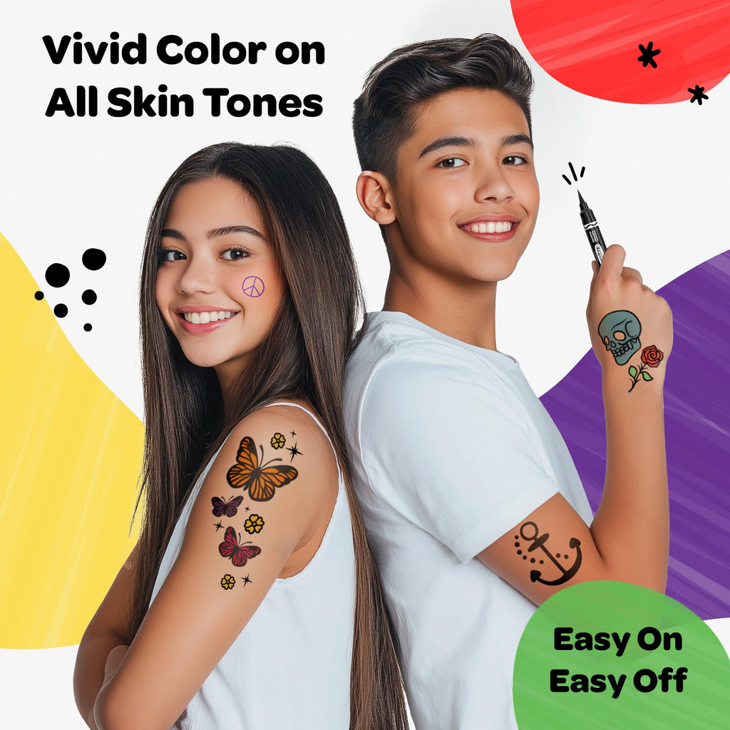 Savvi Crayola 8ct Temporary Tattoo Markers – Skin-Safe Ink, Vibrant Colors, USA Made (1 Pack)