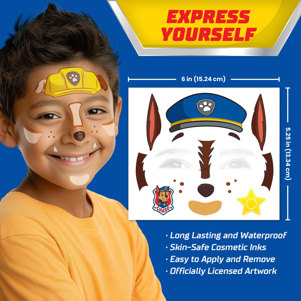 Savvi Paw Patrol Costume Face Tattoos - Safe Temporary Tattoos for Kids