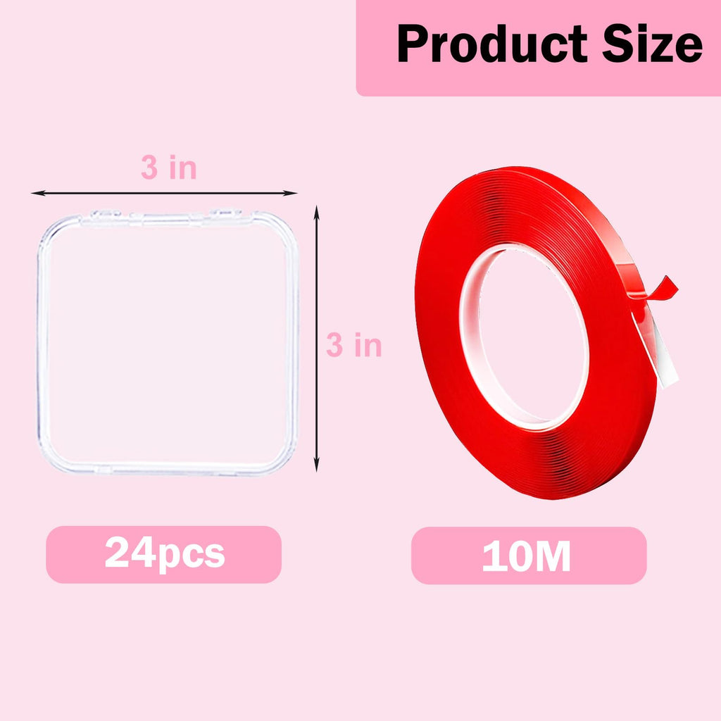 Sawvolker 24-Pack Press-On Nail Storage Box Kit with 10m Adhesive Tape | Transparent Acrylic Display Boxes for Nail Salons