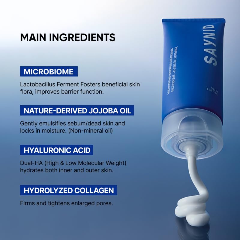 SAYNID Microbiome Renewing Cream Mask – Cream-to-Oil Wash-off Mask for Barrier-Friendly Glass Skin | 100ml