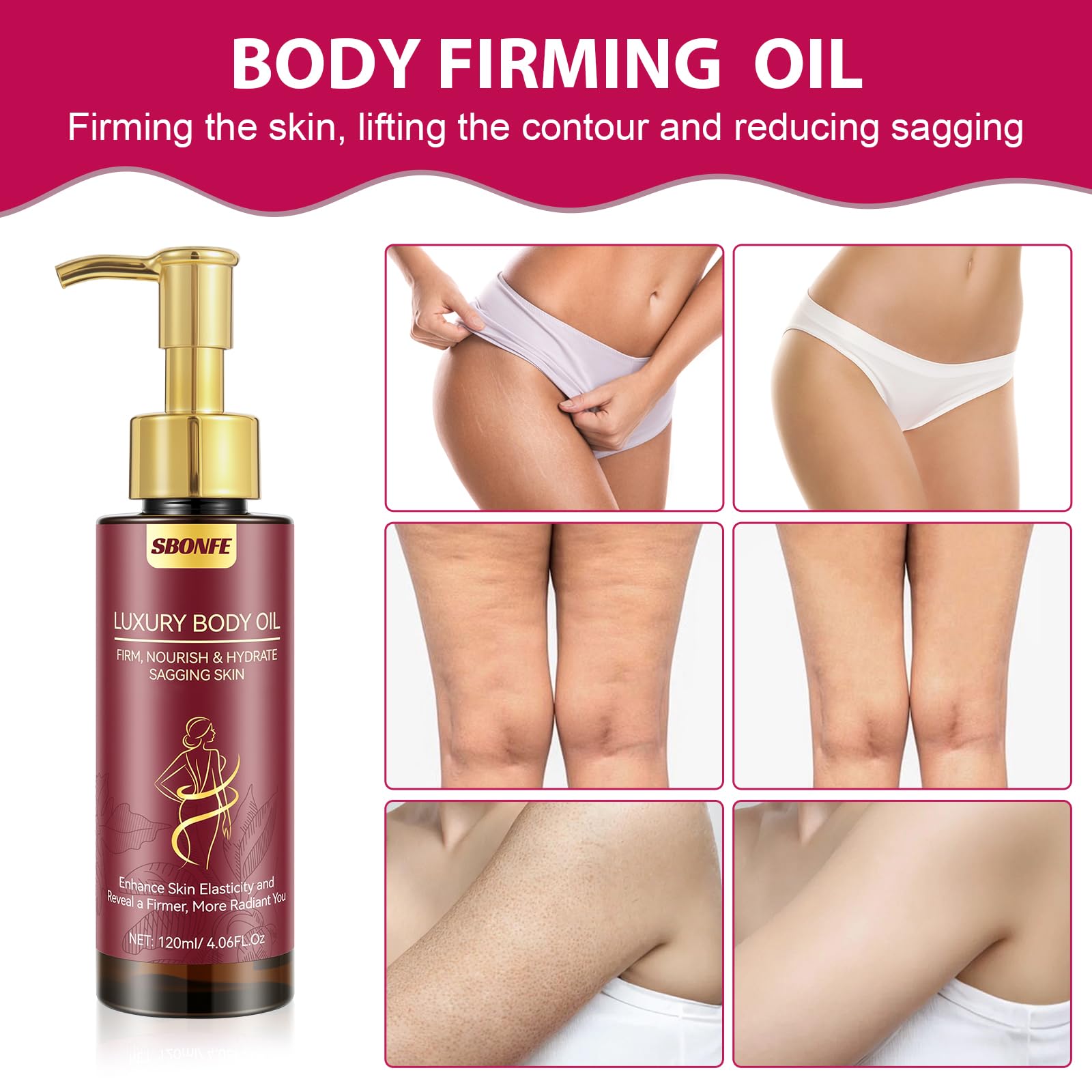 SBONFE Body Firming Oil – After Shower Hydration, Non-Greasy & Lightweight (Pack of 2, 4.06 oz)