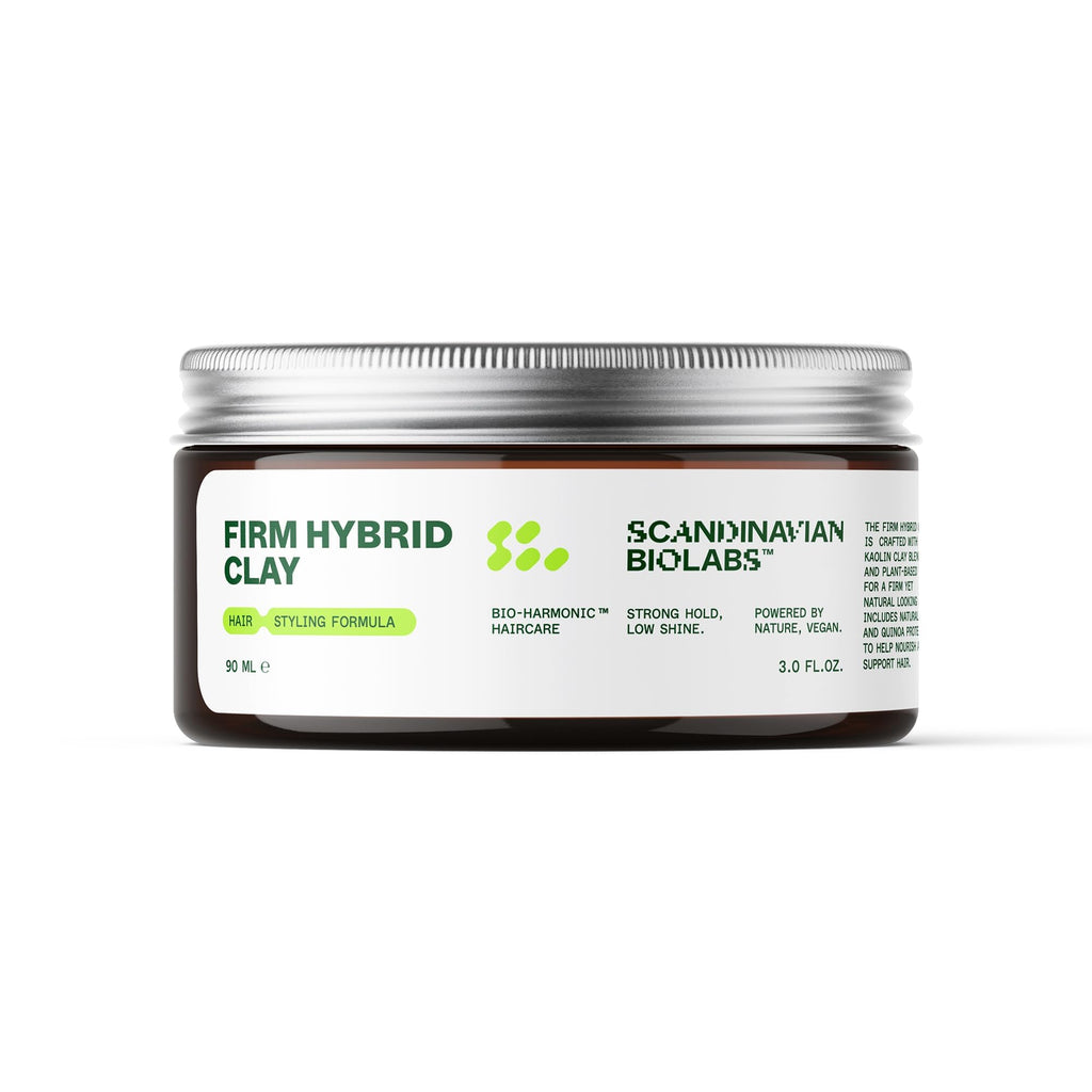 Scandinavian Biolabs Firm Hybrid Clay — Strong Hold, Semi-Matte Finish, Plant-Based & Water-Soluble, 90 mL