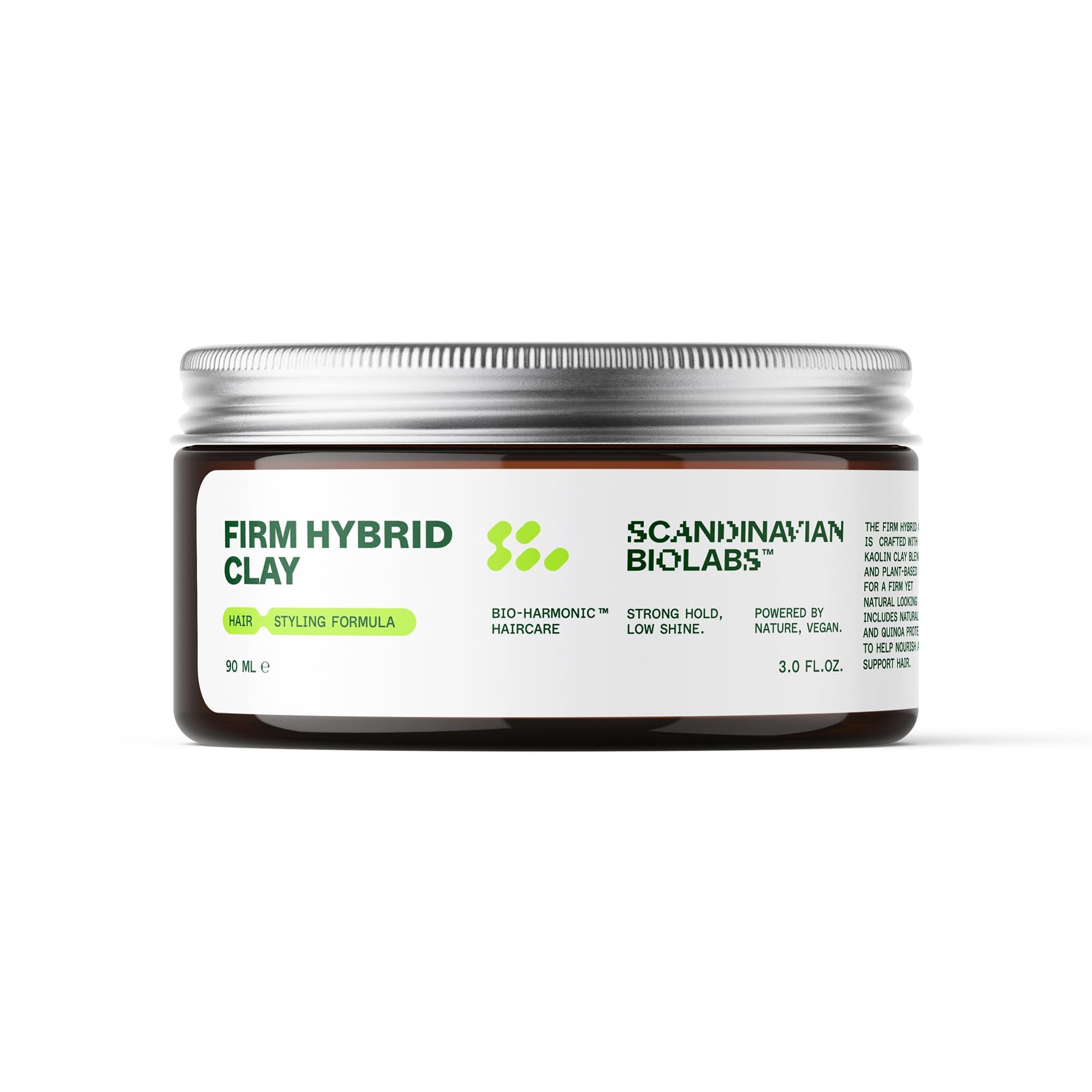 Scandinavian Biolabs Firm Hybrid Clay — Strong Hold, Semi-Matte Finish, Plant-Based & Water-Soluble, 90 mL