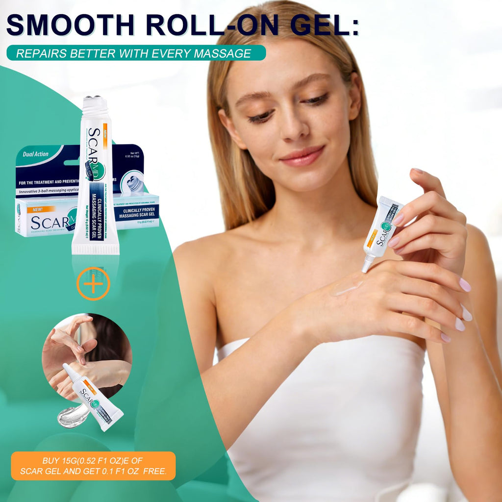 ScarMD Silicone Scar Gel – Roll-On Scar Cream for Surgical, Acne & Keloid Scars