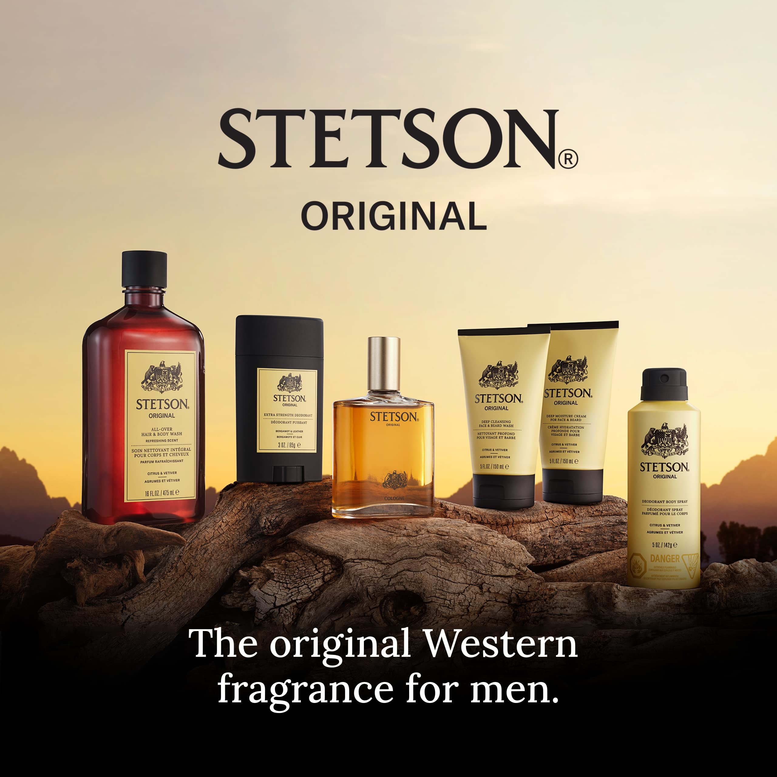 SCENT BEAUTY STETSON Deep Clean Face & Beard Wash – 3 Pack, 5oz Each, Original Scent