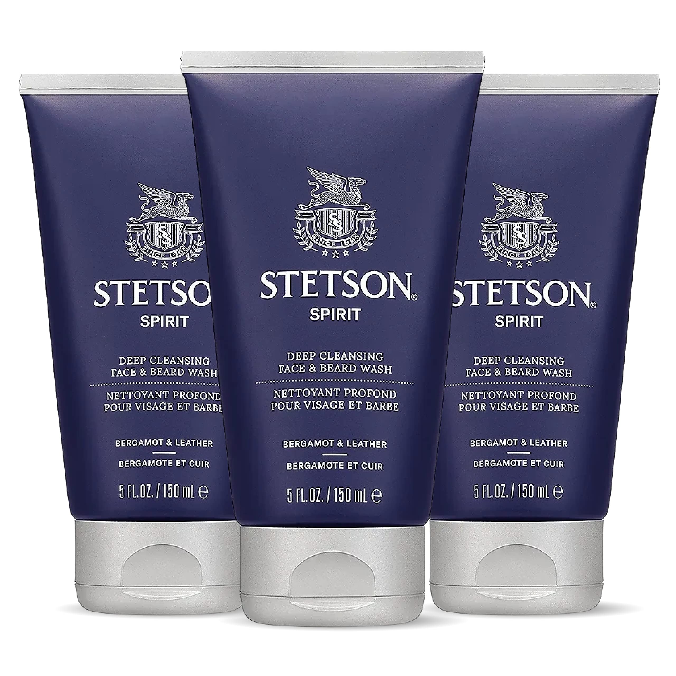 SCENT BEAUTY Stetson Deep Clean Face & Beard Wash – Spirit, 5 oz, 3 Pack