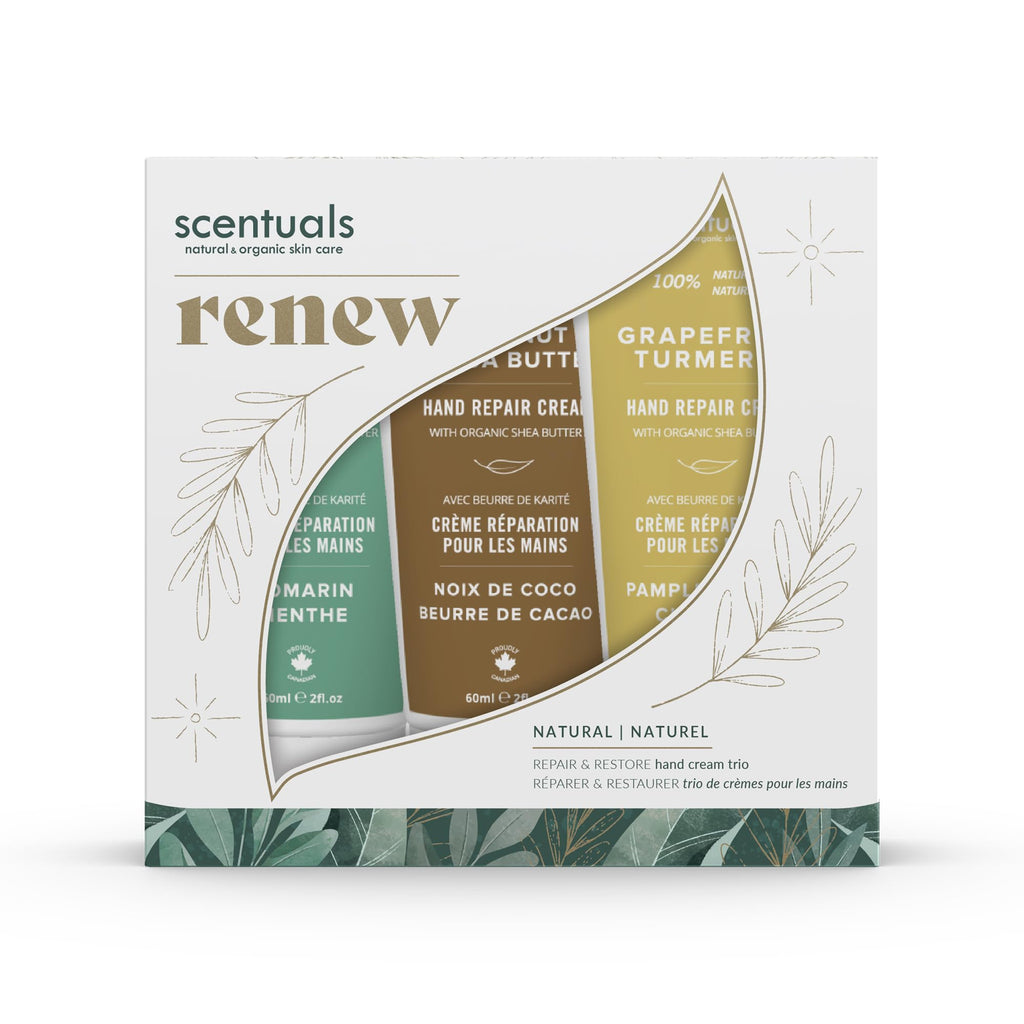 Scentuals Hand Cream Set of 3 – Shea & Cocoa Butter Rich Formula with Argan & Almond Oils, 60 ml Each – Grapefruit Turmeric, Rosemary Mint & Coconut Cocoa Butter