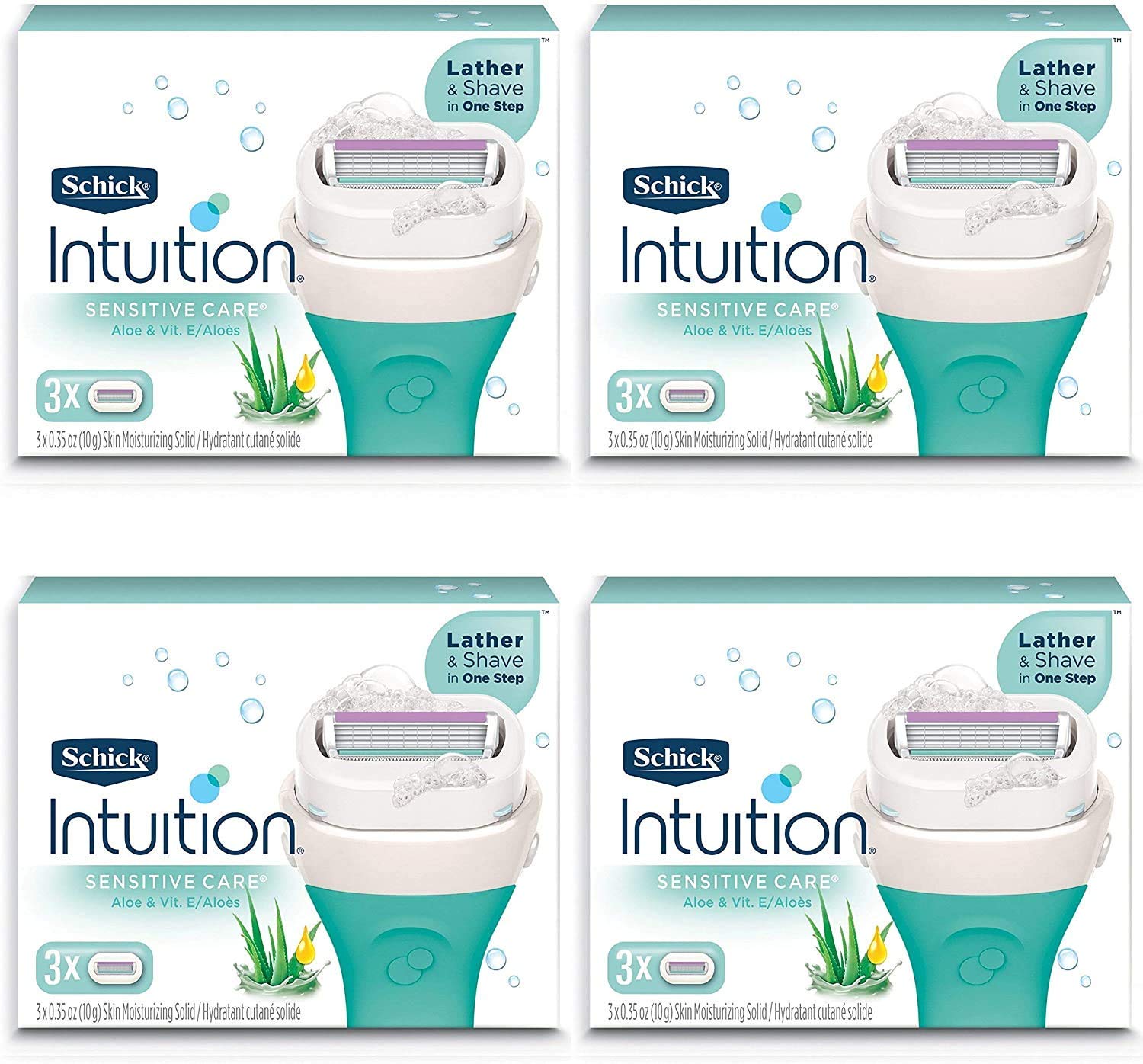 Schick Intuition Pure Nourishment Razor Refills – Coconut Milk & Almond Oil, 3 Count (Pack of 4)