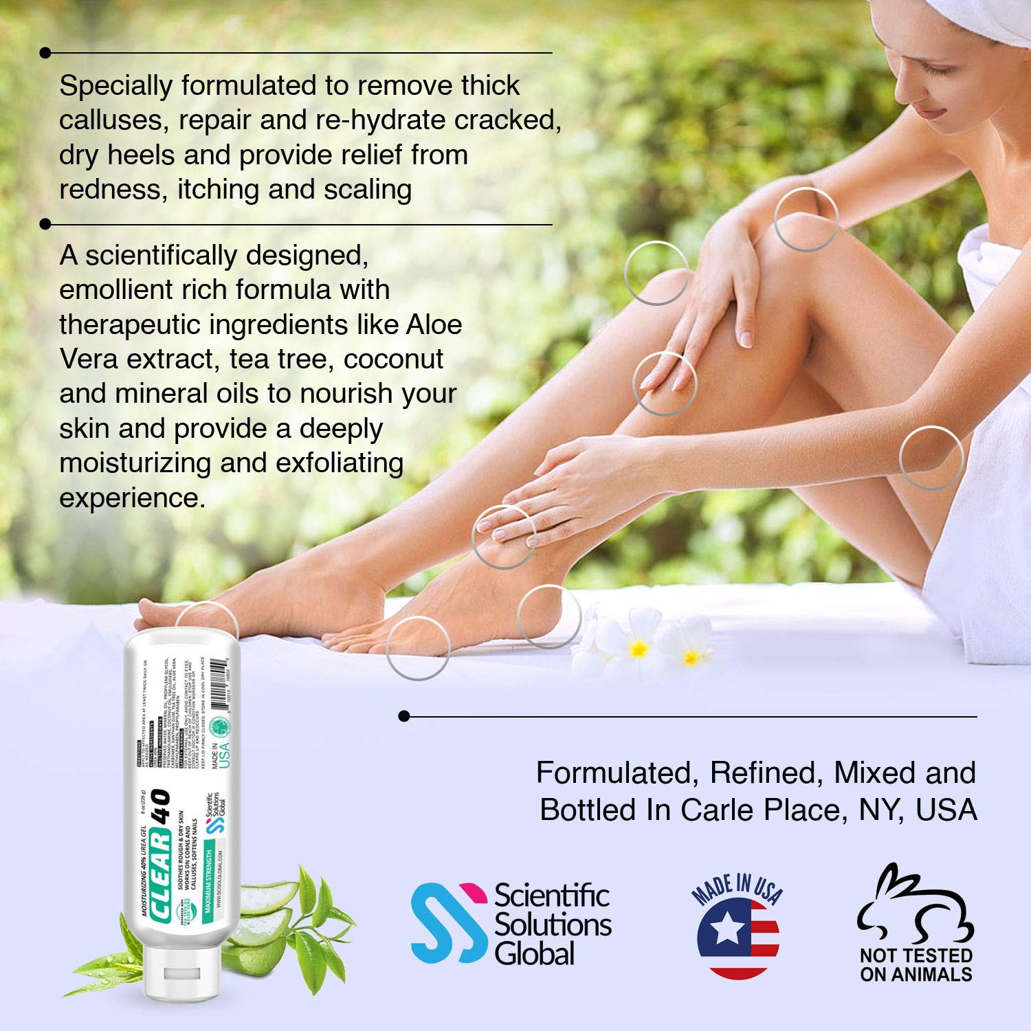 Scientific Solutions Global Clear 40 Urea Gel – 40% Urea, Tea Tree & Coconut Oil, 8 oz