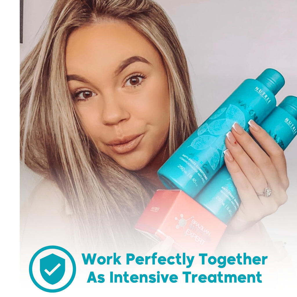 Scotch-Brite Amazonliss Anti-Frizz Keratin Treatment Set — Smooth, Soft, Shiny Hair (Shampoo & Conditioner, 8.45 fl oz)