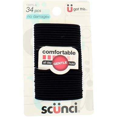 Scunci Effortless Beauty Small No-Damage Elastics – Black, 2mm, 102-Count